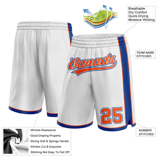 Custom White Orange-Royal Authentic Basketball Shorts alternate