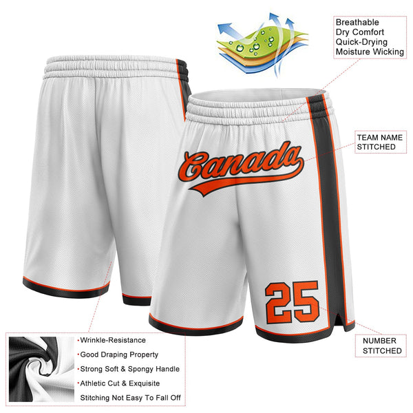 Custom White Orange-Black Authentic Basketball Shorts alternate