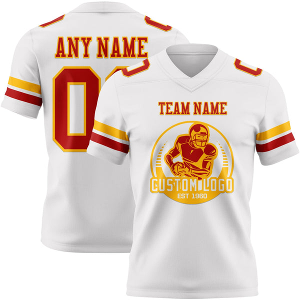 Custom White Red-Gold Authentic Football Jersey alternate