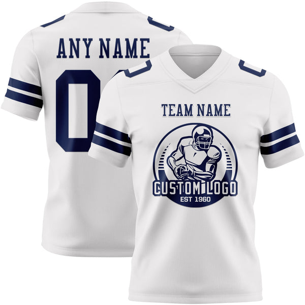 Custom White Navy Authentic Football Jersey alternate