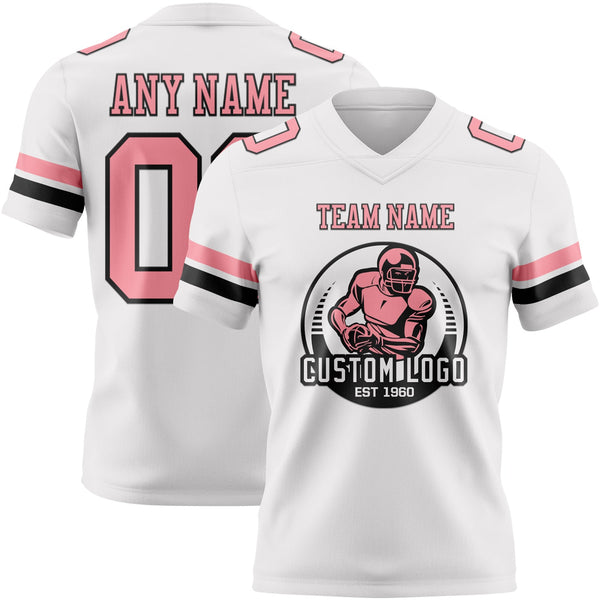 Custom White Medium Pink-Black Authentic Football Jersey alternate