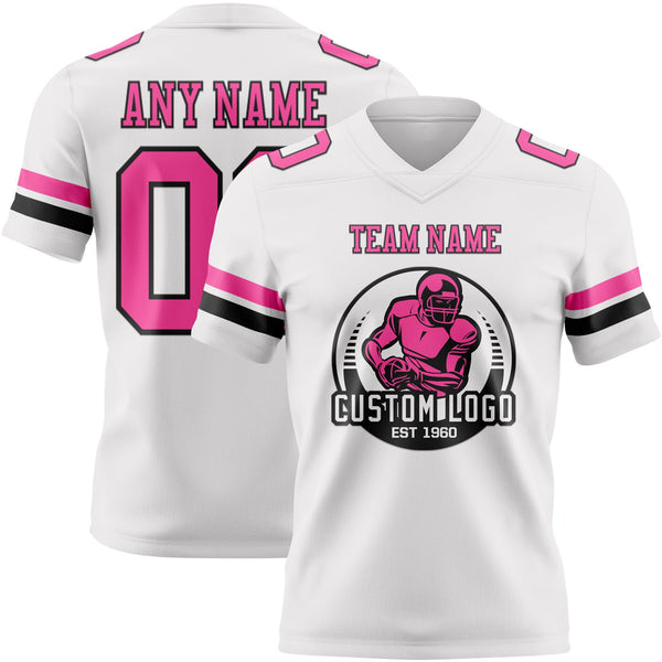Custom White Pink-Black Authentic Football Jersey alternate