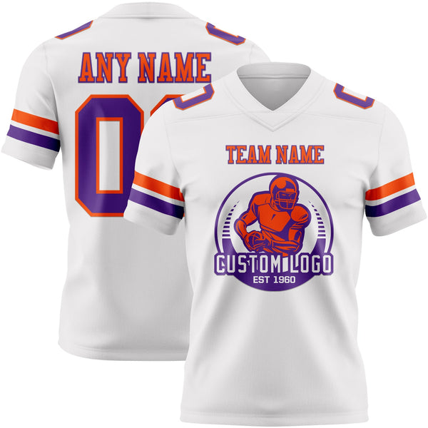 Custom White Purple-Orange Authentic Football Jersey alternate