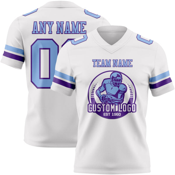Custom White Light Blue-Purple Authentic Football Jersey alternate