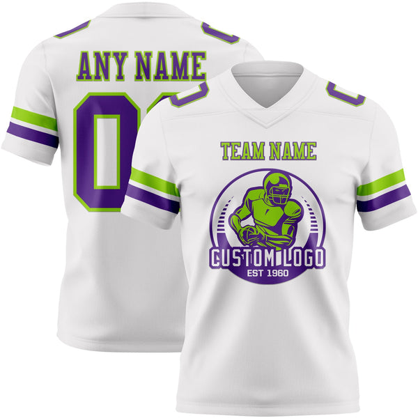 Custom White Purple-Neon Green Authentic Football Jersey alternate