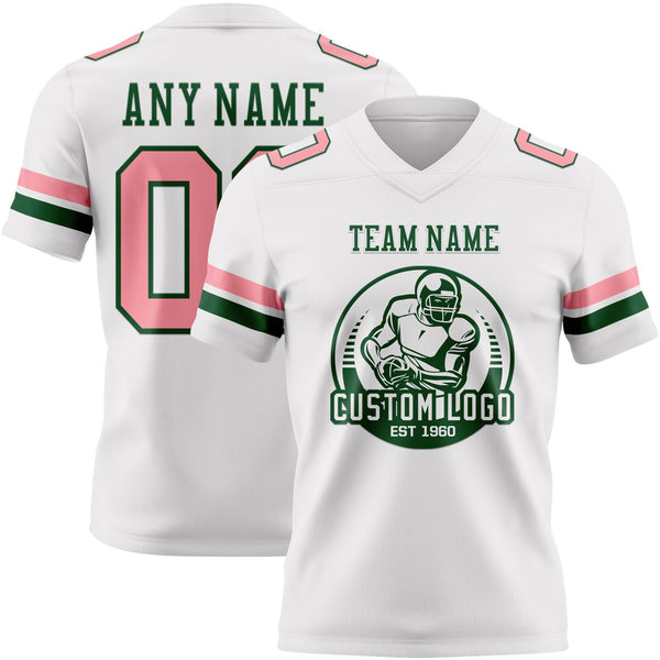 Custom White Medium Pink-Green Authentic Football Jersey alternate