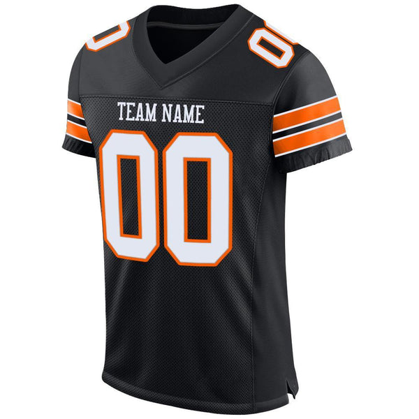 Custom Black White-Orange Mesh Authentic Football Jersey alternate