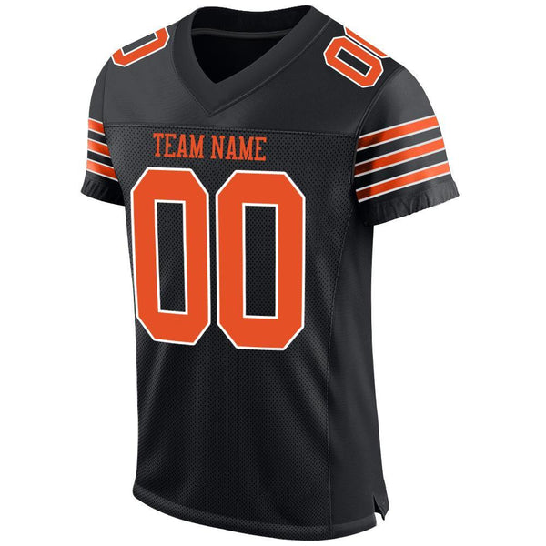 Custom Black Orange-White Mesh Authentic Football Jersey alternate