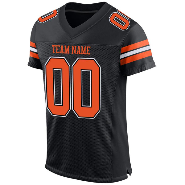 Custom Black Orange-White Mesh Authentic Football Jersey alternate
