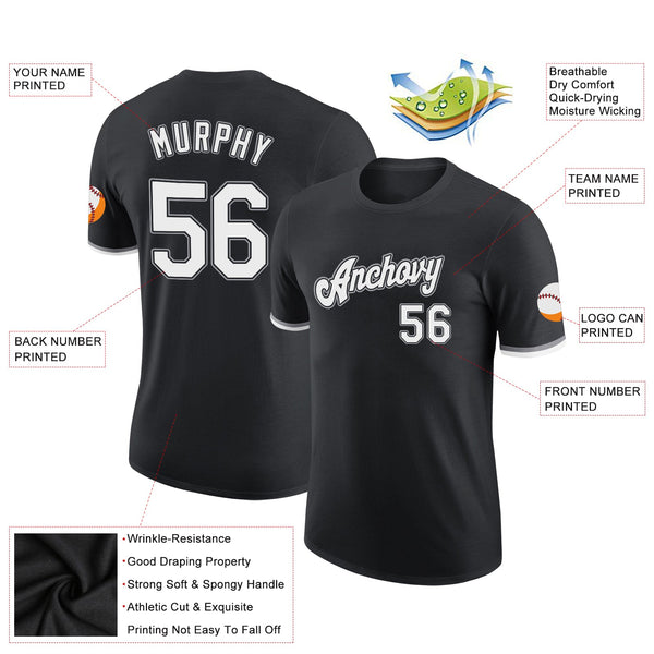 Custom Black White-Gray Performance T-Shirt alternate