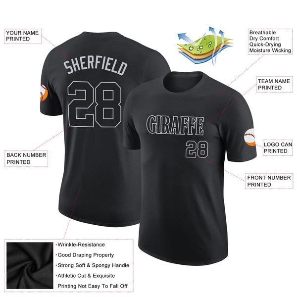 Custom Black Black-Gray Performance T-Shirt alternate