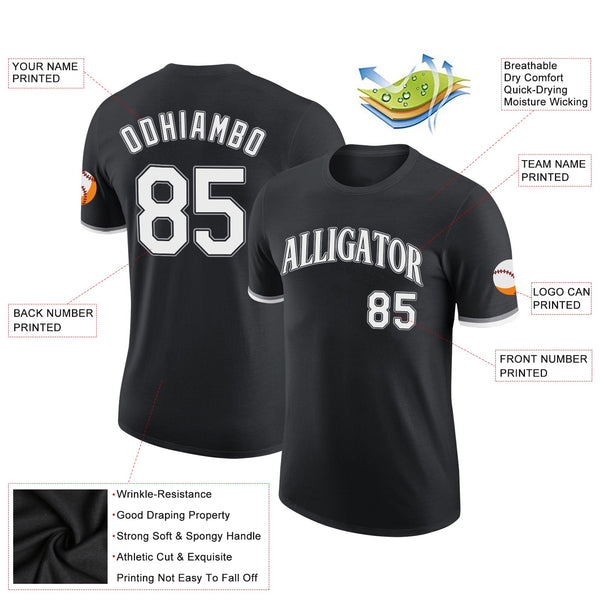 Custom Black White-Gray Performance T-Shirt alternate