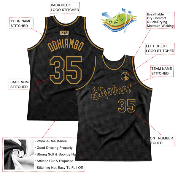 Custom Black Black-Old Gold Authentic Throwback Basketball Jersey alternate
