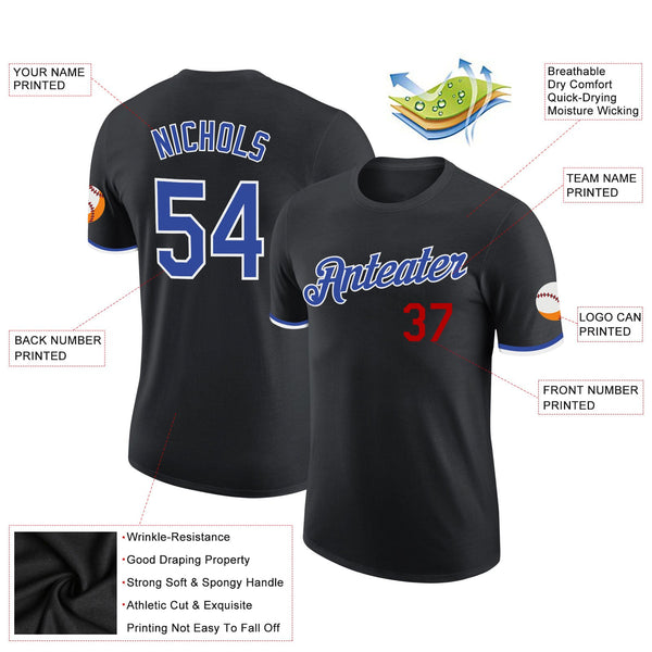 Custom Black Royal-White Performance T-Shirt alternate