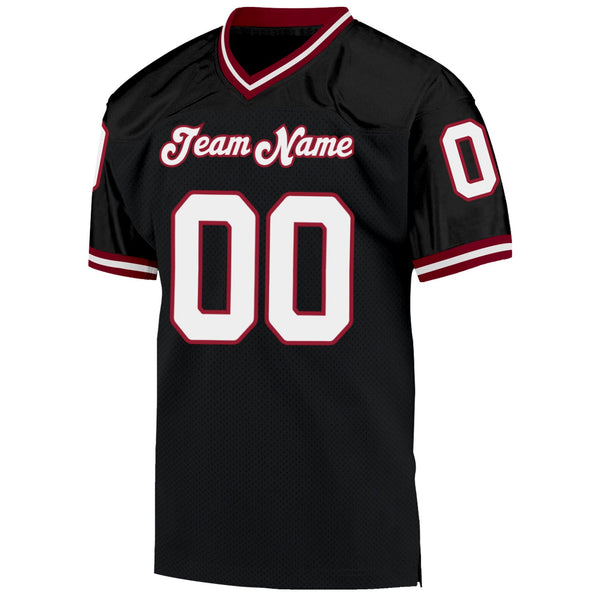 Custom Black White-Cardinal Mesh Authentic Throwback Football Jersey alternate