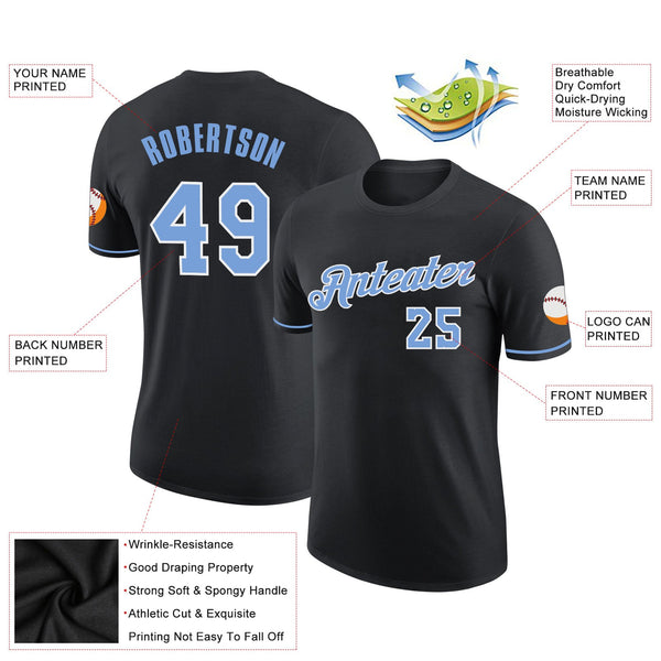 Custom Black Light Blue-White Performance T-Shirt alternate