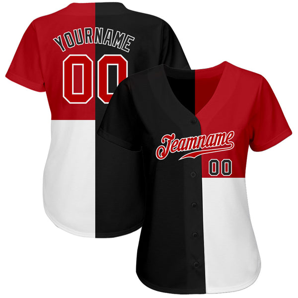 Custom Black Red-White 3D Pattern Design Multicolor Authentic Baseball Jersey alternate
