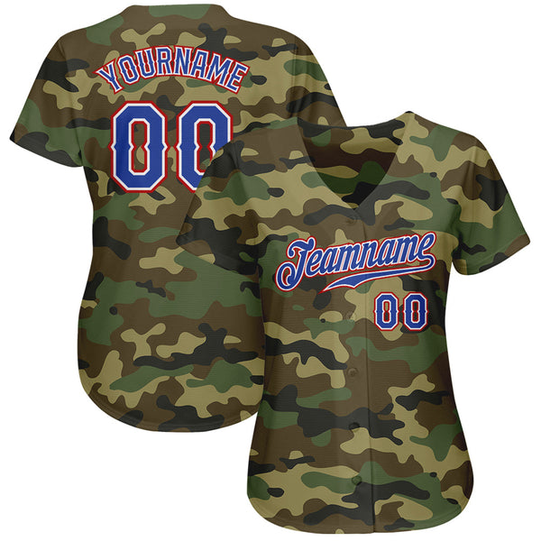 Custom Camo Royal-Red Authentic Salute To Service Baseball Jersey alternate