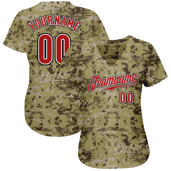Custom Camo Red-Black Authentic Salute To Service Baseball Jersey alternate