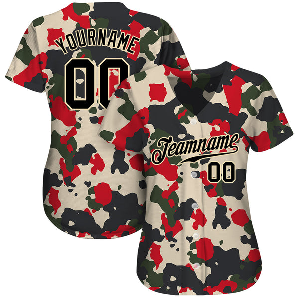 Custom Camo Black-Cream 3D Authentic Salute To Service Baseball Jersey alternate