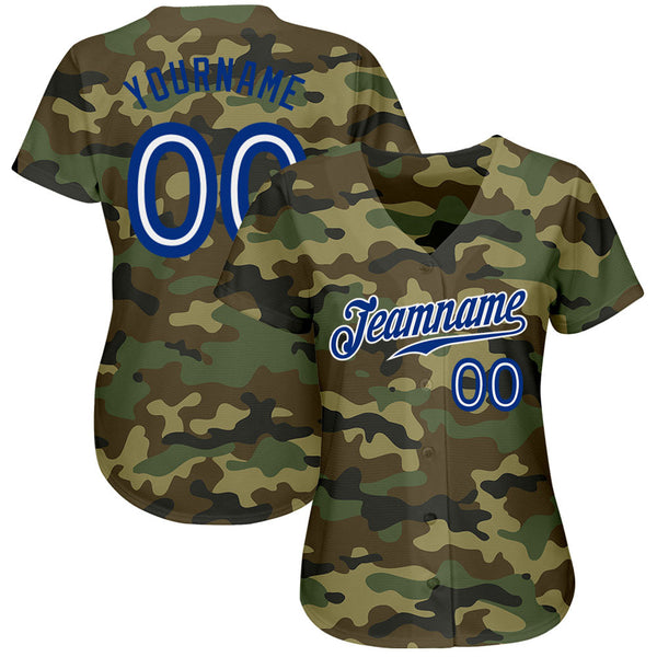 Custom Camo Royal-White Authentic Salute To Service Baseball Jersey alt