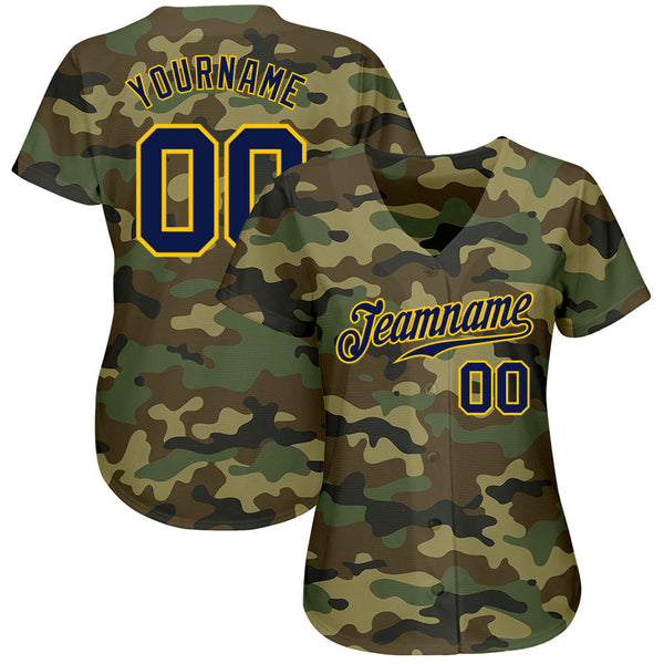 Custom Camo Navy-Gold Authentic Salute To Service Baseball Jersey alternate