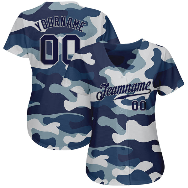 Custom Camo Navy-Gray Authentic Salute To Service Baseball Jersey alternate