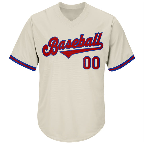 Custom Cream Red-Royal Authentic Throwback Rib-Knit Baseball Jersey Shirt alternate
