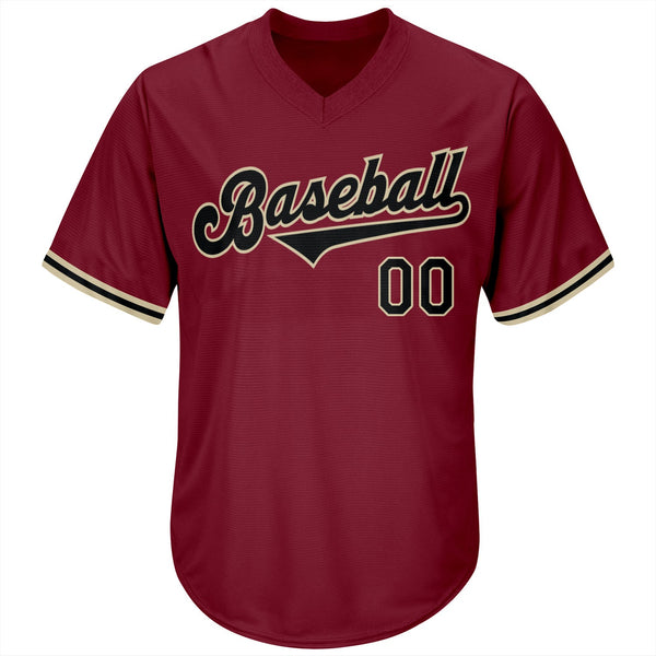 Custom Crimson Black-City Cream Authentic Throwback Rib-Knit Baseball Jersey Shirt alternate
