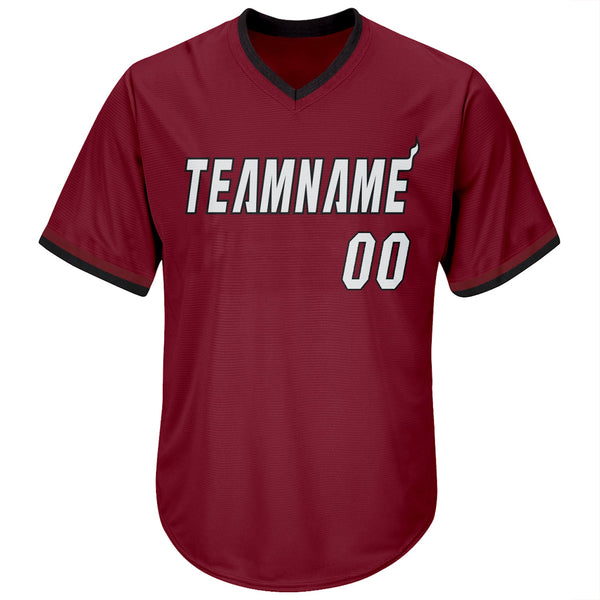 Custom Crimson White-Black Authentic Throwback Rib-Knit Baseball Jersey Shirt alternate