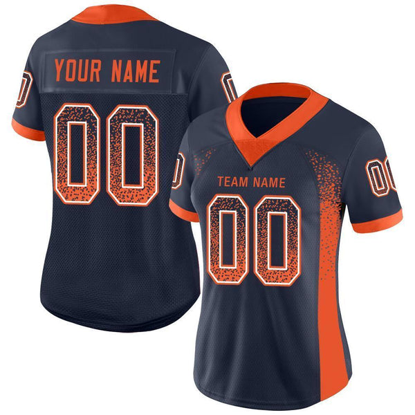 Custom Navy Orange-White Drift Fashion Football Jersey alternate