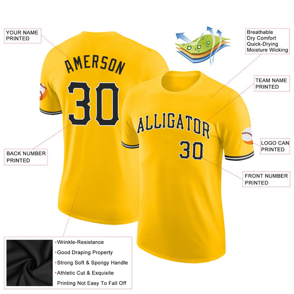 Custom Gold Black-White Performance T-Shirt alternate