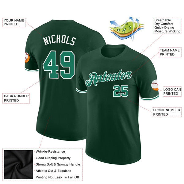 Custom Green Kelly Green-White Performance T-Shirt alternate