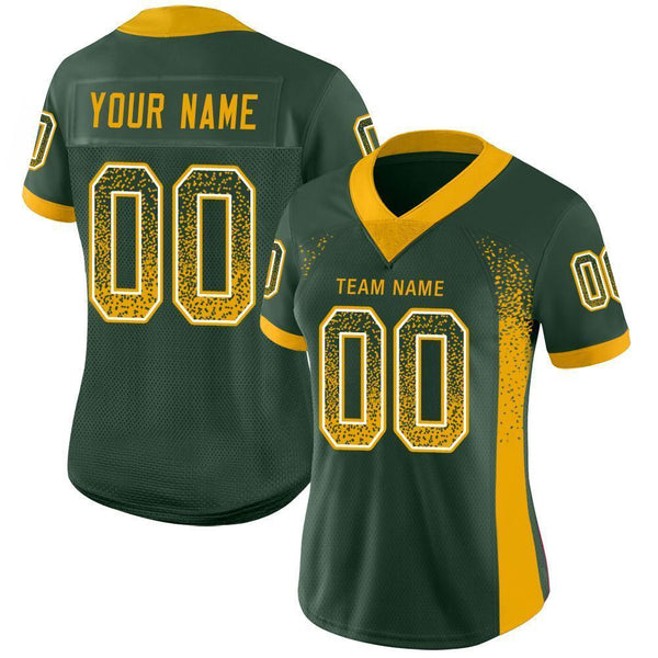 Custom Green Gold-White Drift Fashion Football Jersey alternate