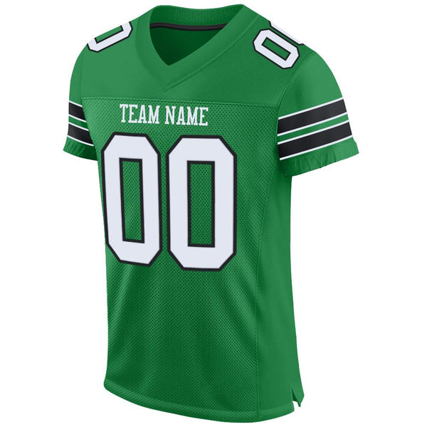 Custom Grass Green White-Black Mesh Authentic Football Jersey alternate