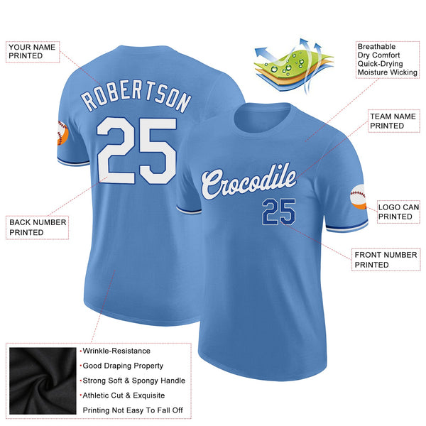 Custom Light Blue White-Royal Performance T-Shirt alternate