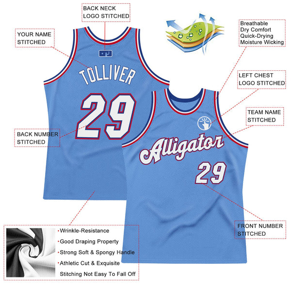 Custom Light Blue White-Royal Authentic Throwback Basketball Jersey alternate