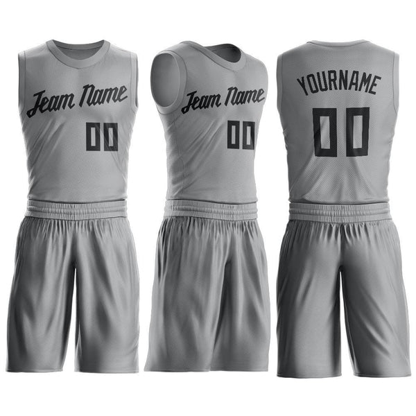 Custom Gray Black Round Neck Basketball Uniform Jersey alternate