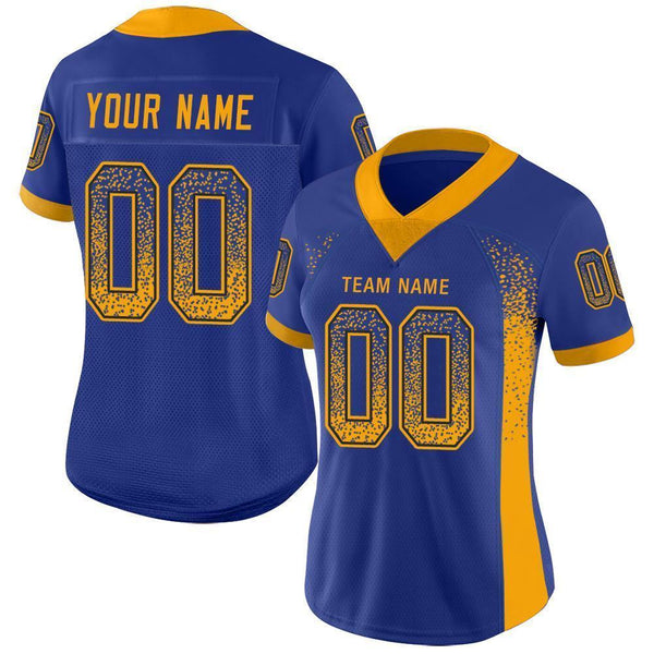 Custom Royal Gold-Navy Drift Fashion Football Jersey alternate