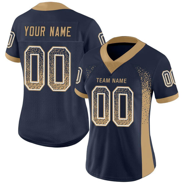 Custom Navy Old Gold-White Drift Fashion Football Jersey alternate