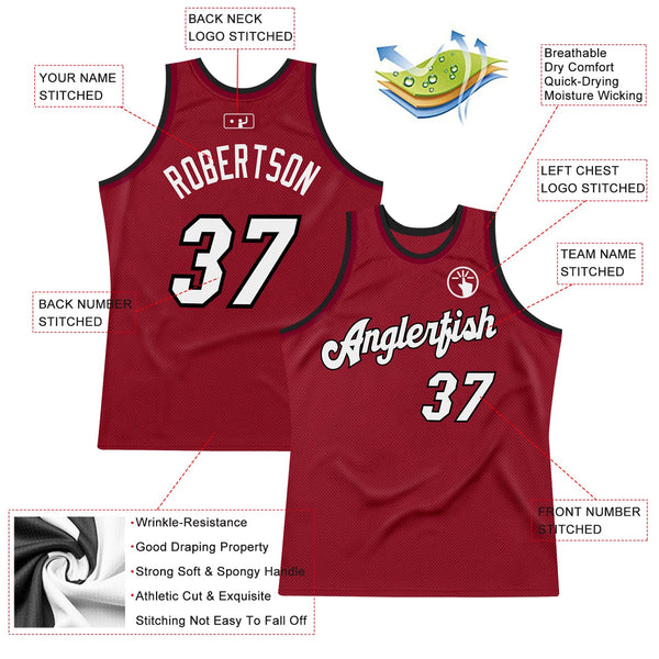 Custom Maroon White-Black Authentic Throwback Basketball Jersey alternate
