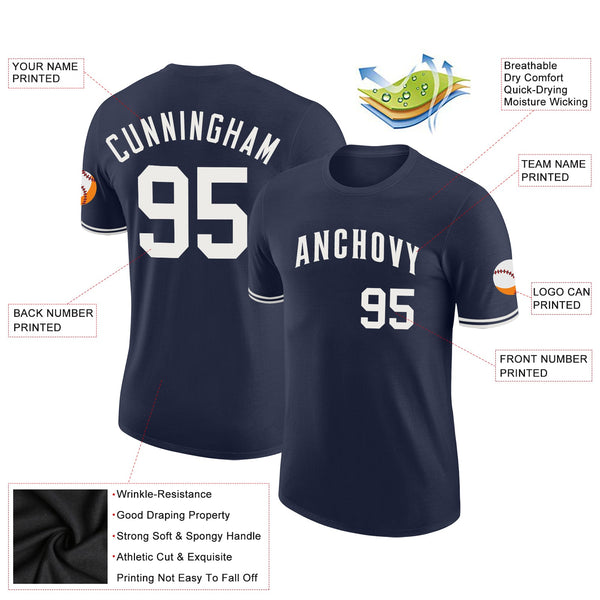Custom Navy White Performance T-Shirt alternate