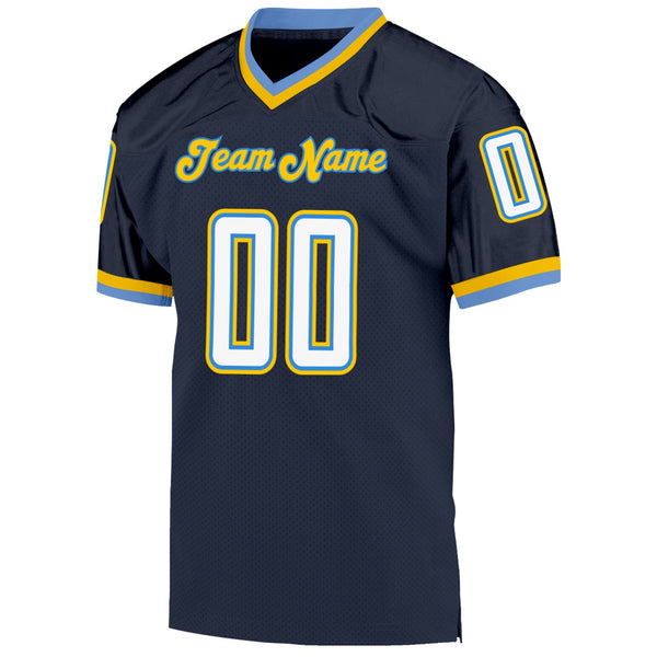 Custom Navy White-Powder Blue Mesh Authentic Throwback Football Jersey alternate