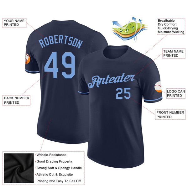Custom Navy Light Blue Performance T-Shirt alternate