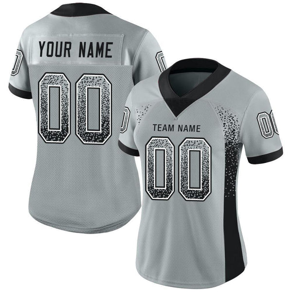 Custom Silver Black-White Drift Fashion Football Jersey alternate