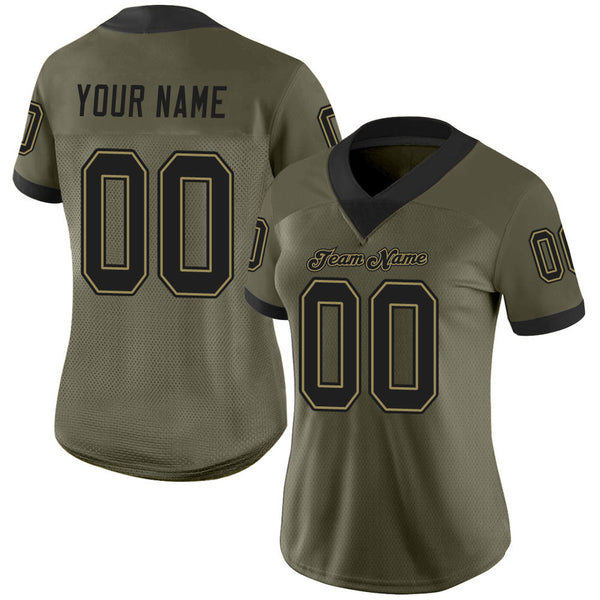 Custom Olive Black-Old Gold Mesh Salute To Service Football Jersey alternate