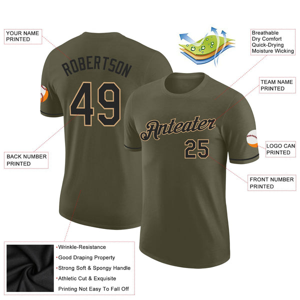 Custom Olive Black-Old Gold Performance Salute To Service T-Shirt alternate