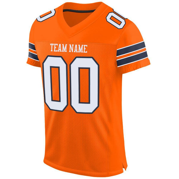 Custom Orange White-Navy Mesh Authentic Football Jersey alternate