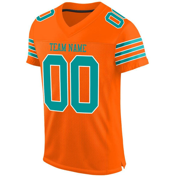 Custom Orange Aqua-White Mesh Authentic Football Jersey alternate