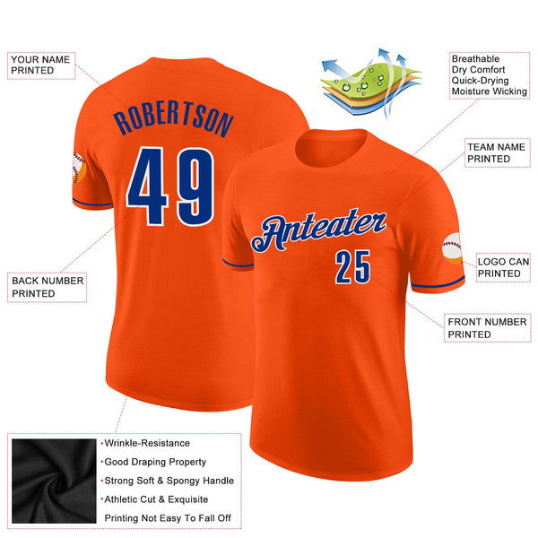 Custom Orange Royal-White Performance T-Shirt alternate